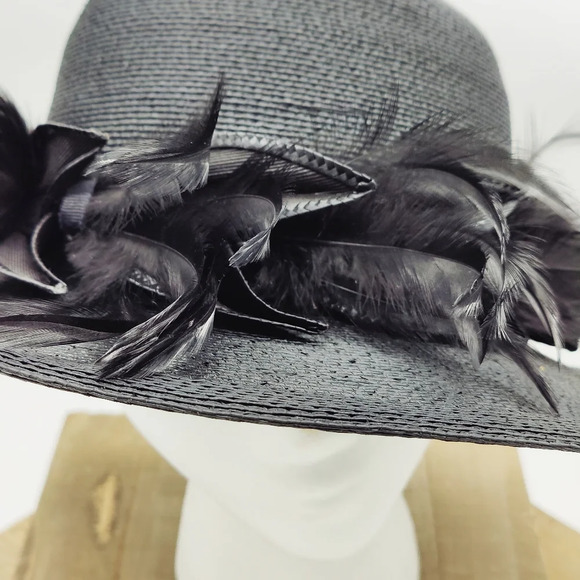 Vintage Belinni Originals Straw Bowler Villager Hat in Black - Picture 2 of 7